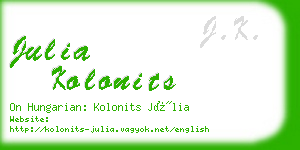 julia kolonits business card